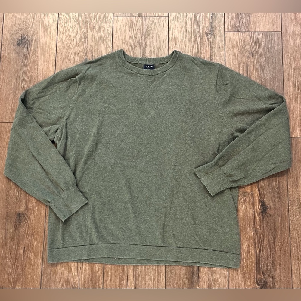 J Crew Green Cotton Crewneck Pullover Sweater Size XL